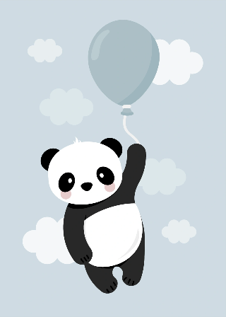 Panda - sininen ilmapallo