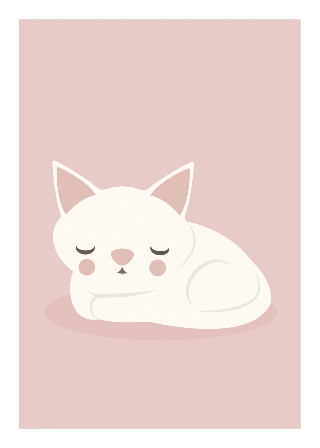 Esikatselu tuotteesta Julisteet: Valkoinen kissa nukkuu