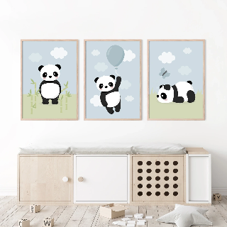 Esikatselu tuotteesta Julisteet: Panda - sininen ilmapallo