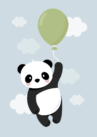 Esikatselu tuotteesta Julisteet: Panda - vihreä ilmapallo