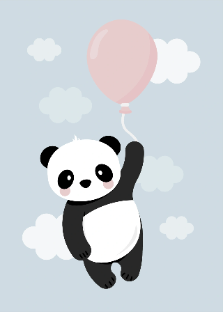 Esikatselu tuotteesta Julisteet: Panda - vaaleanpunainen ilmapallo