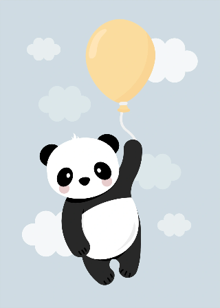 Esikatselu tuotteesta Julisteet: Panda - keltainen ilmapallo