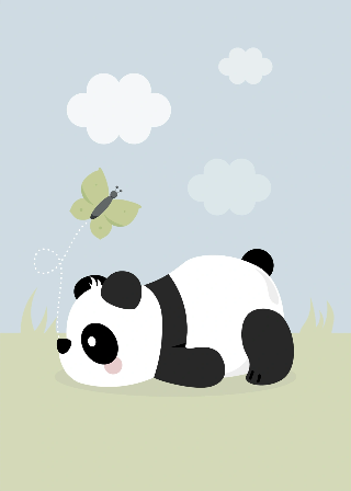Esikatselu tuotteesta Julisteet: Panda ja vihreä perhonen